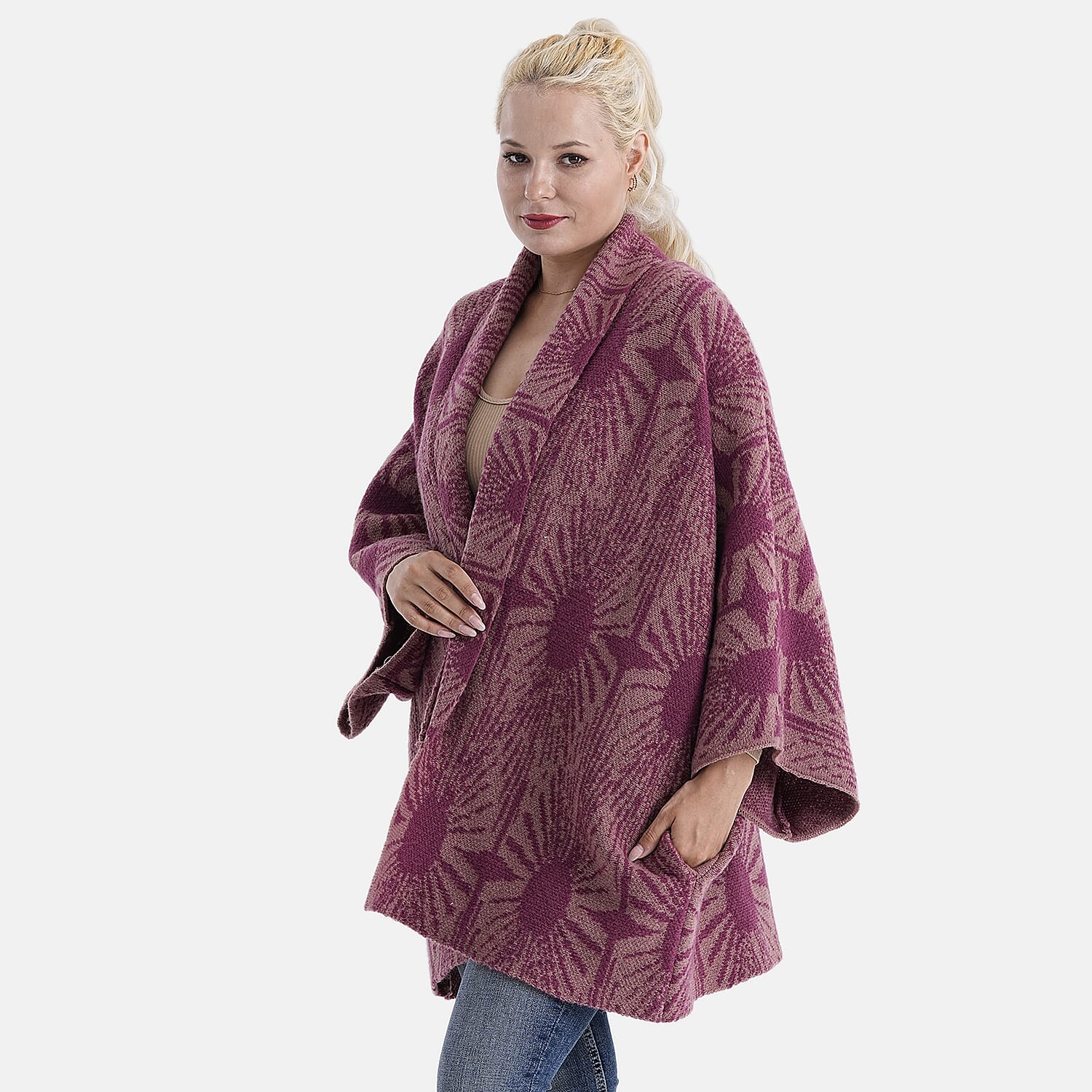 La Marey Oversized Cardigan (Size 10 to 22) - Raspberry