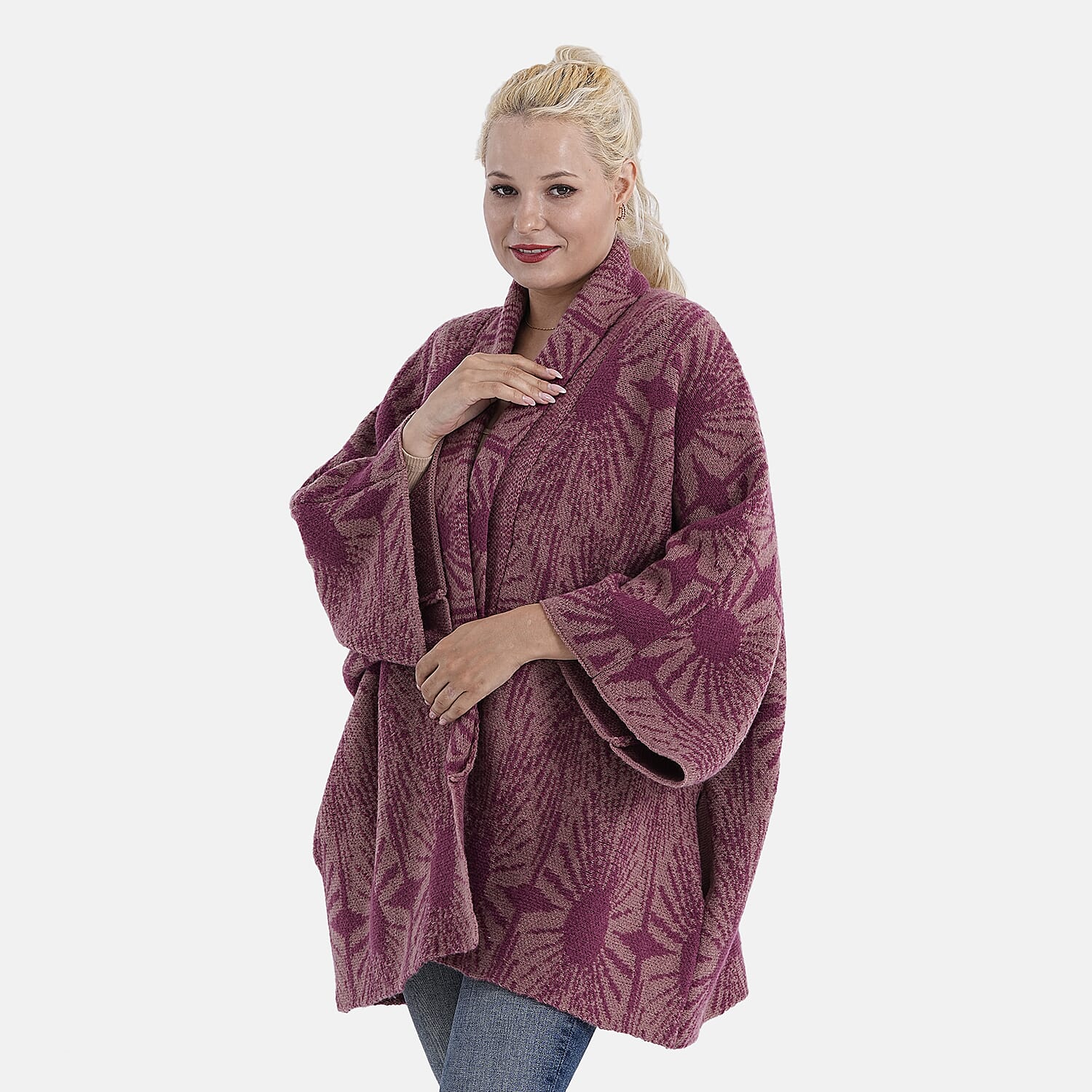 La Marey Oversized Cardigan (Size 10 to 22) - Raspberry
