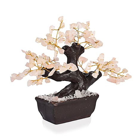 Bliss - Beyond 150 Rose Quartz Gemstone Bonsai Tree (12 inch) - Pink