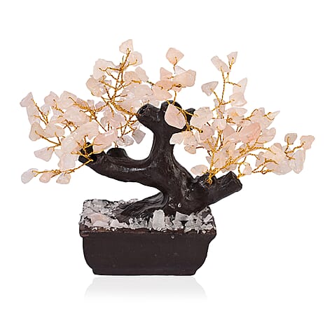 Bliss - Beyond 150 Rose Quartz Gemstone Bonsai Tree (12 inch) - Pink