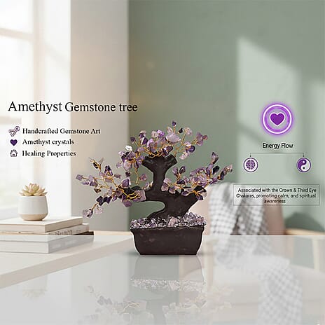 Bliss - Beyond 150 Amethyst Gemstone Bonsai Tree (12 inch) - Purple