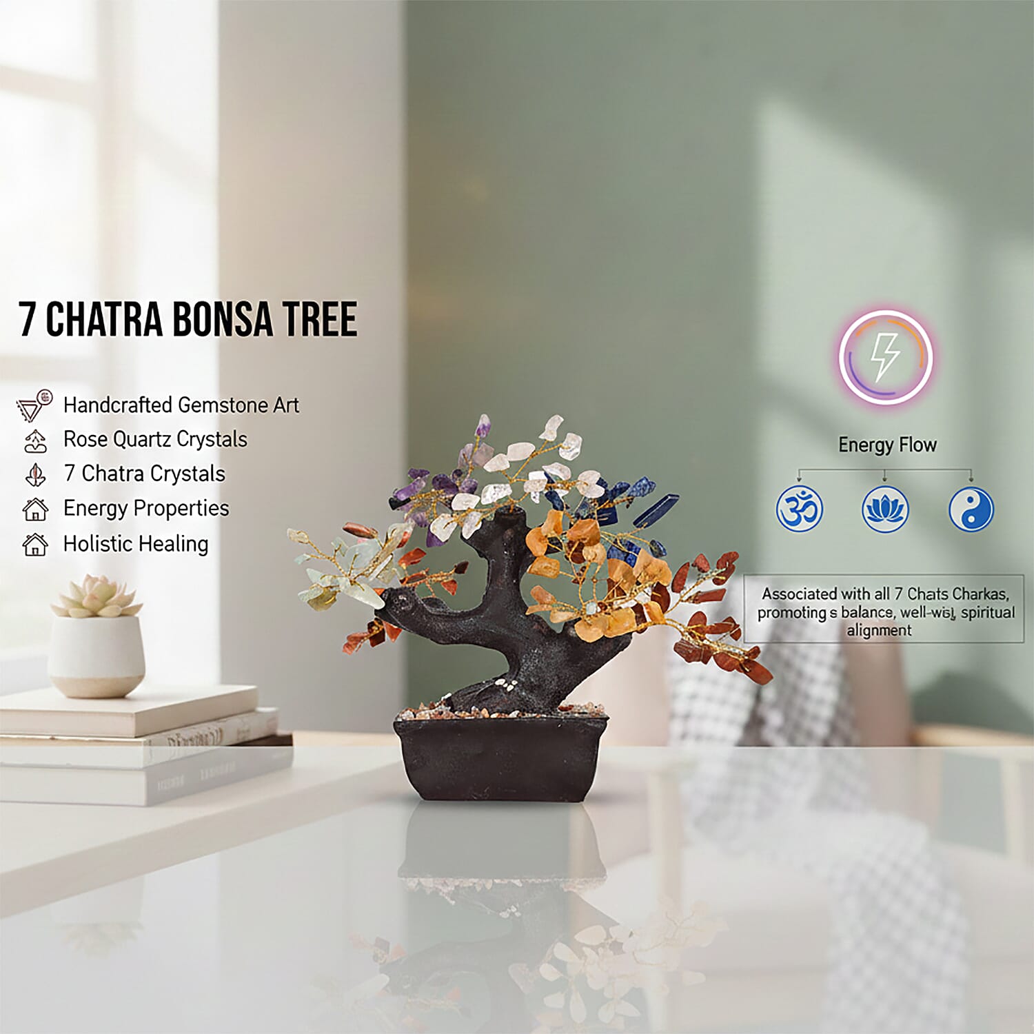 Bliss - Beyond 150 Seven Chakra Gemstone Bonsai Tree (12 inch)