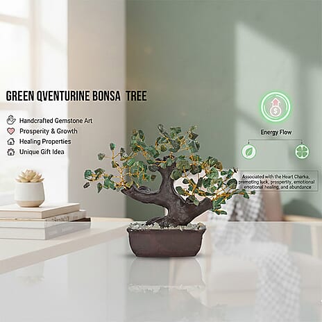 Bliss - Beyond 150 Green Aventurinr Gemstone Bonsai Tree (12 inch)