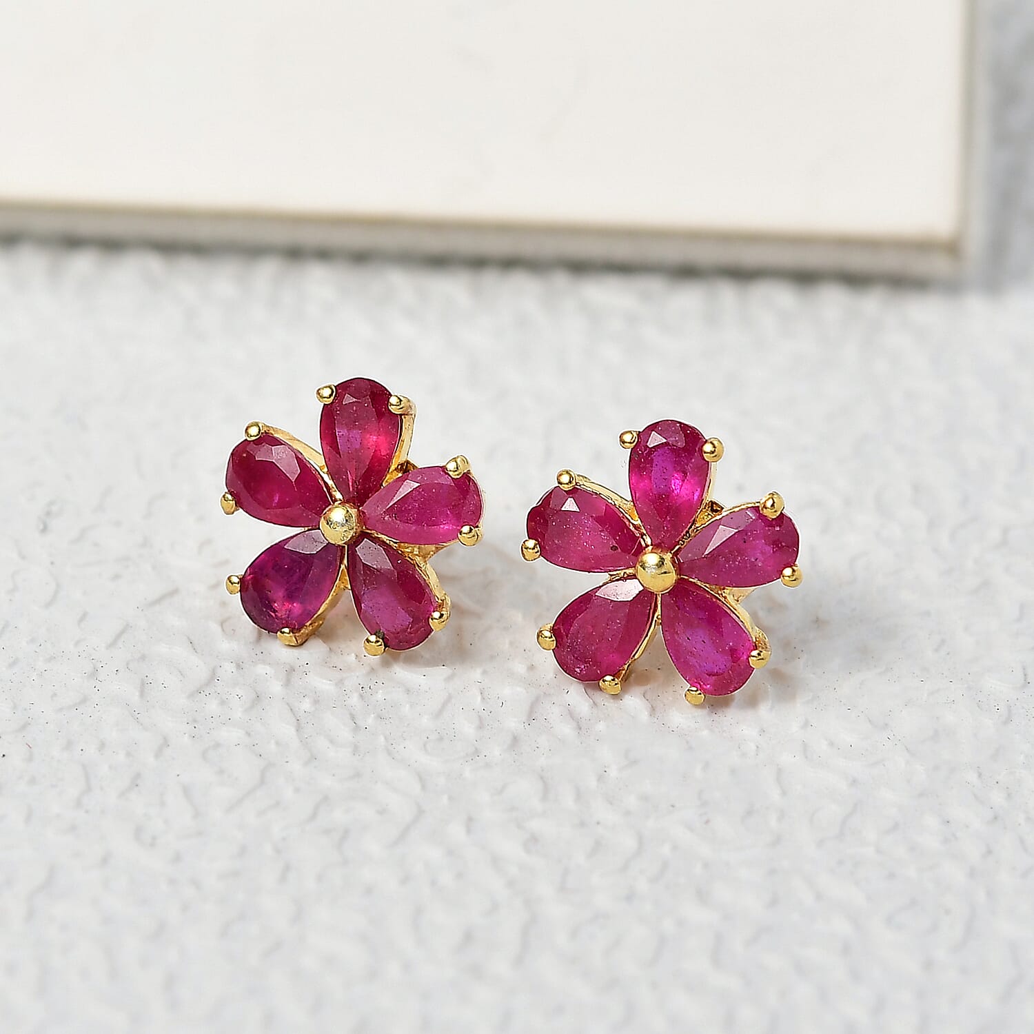 African Ruby Earring in 14K Gold OverlaySterling Silver  2.870  Ct.