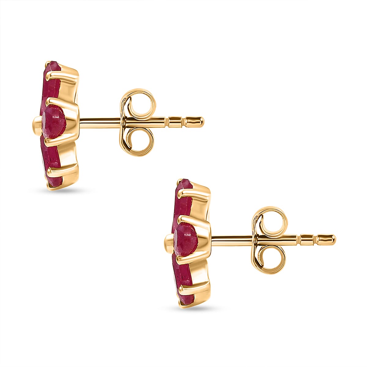 African Ruby Earring in 14K Gold OverlaySterling Silver  2.870  Ct.