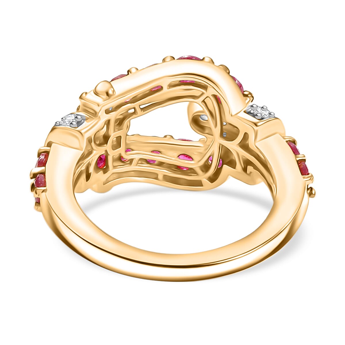 African Ruby & Zircon Ring in 14K Gold OverlaySterling Silver African Ruby & Zircon Ring in 14K Gold OverlaySterling Silver