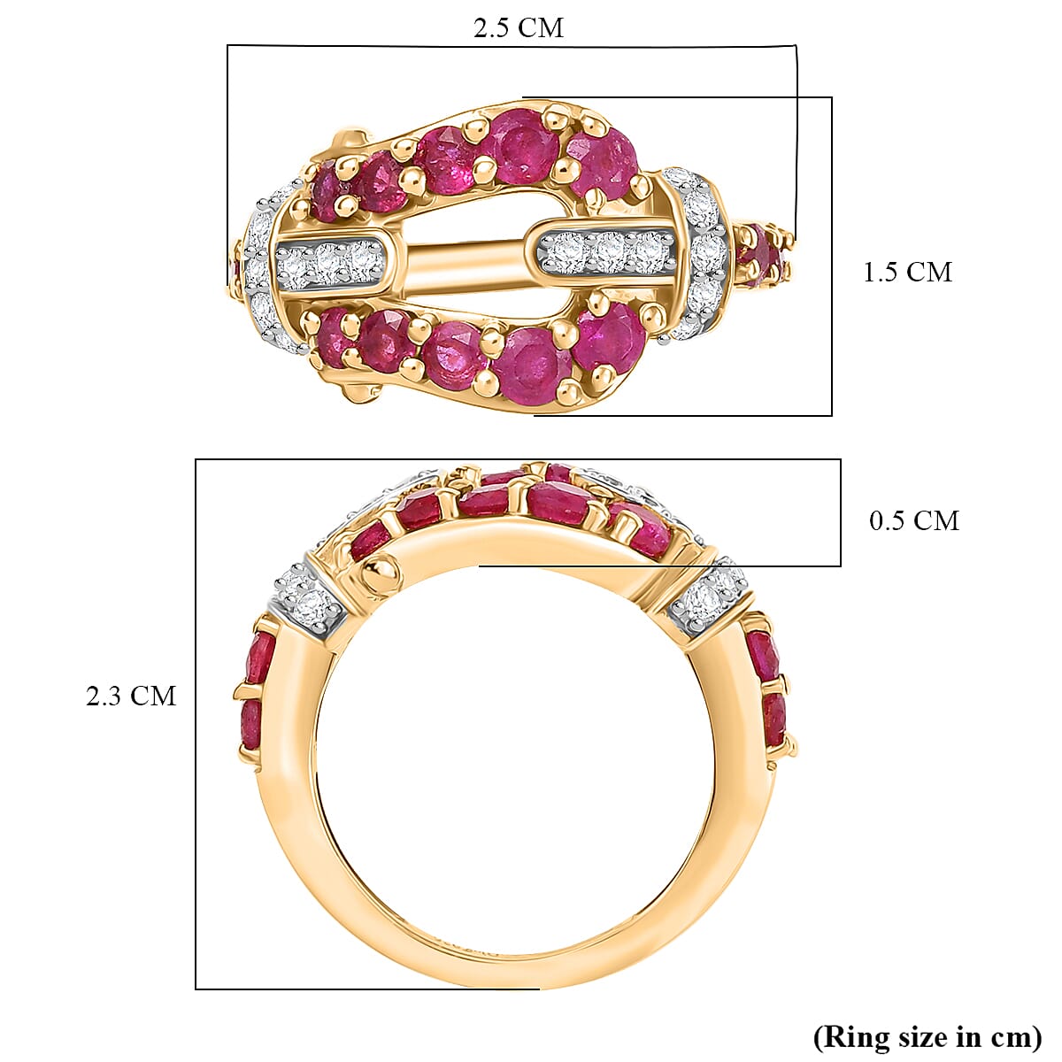African Ruby & Zircon Ring in 14K Gold OverlaySterling Silver African Ruby & Zircon Ring in 14K Gold OverlaySterling Silver