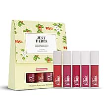 Just Herbs: Set of 5 - Ayurvedic Liquid Matte Finish Lipstick Make Up Kit - Brights and Pinks