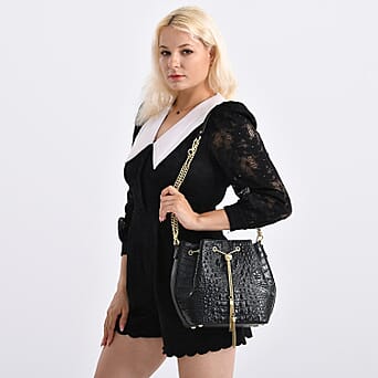 https://tjcuk.sirv.com/Products/82/0/8201629/La-Marey-Genuine-Leather-Croc-Emobossed-Bucket-Bag-Size-8x4x9-cm-Black_8201629_2.jpg?w=342&h=342