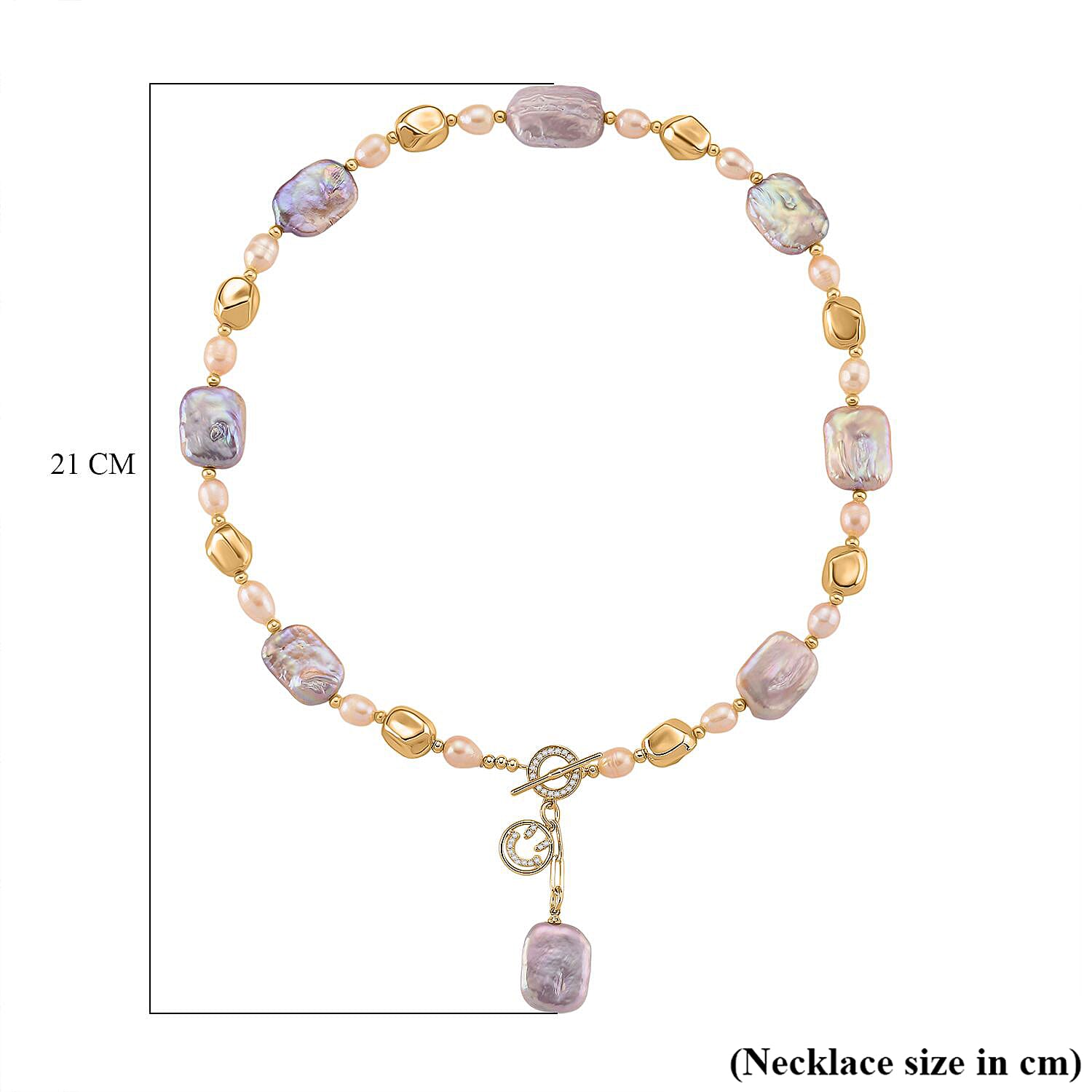 Multi Color Keshi Pearl Necklace (Size 18) with T-Bar Clasp