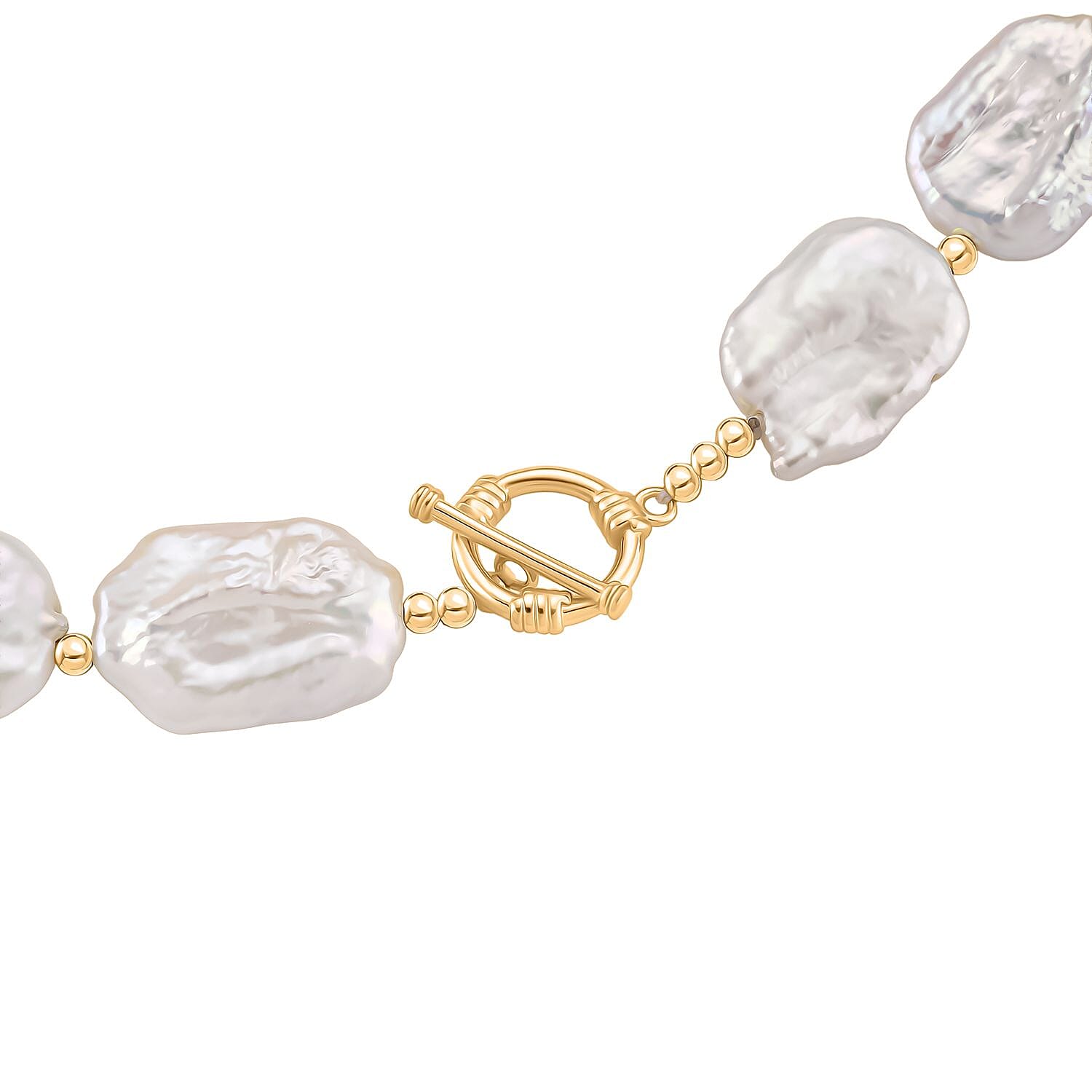 White Keshi Pearl Necklace (Size 20) with T-Bar Clasp