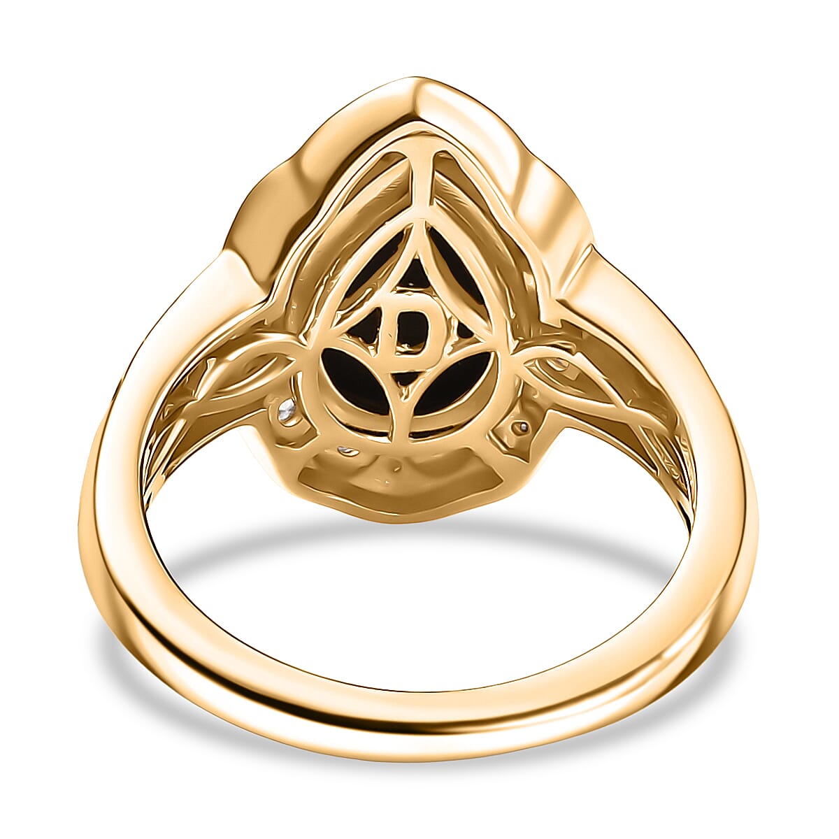 D'joy Ammolite & White Zircon Ring in 18K Vermeil Yellow Gold Plated Sterling Silver 2.86 Ct.