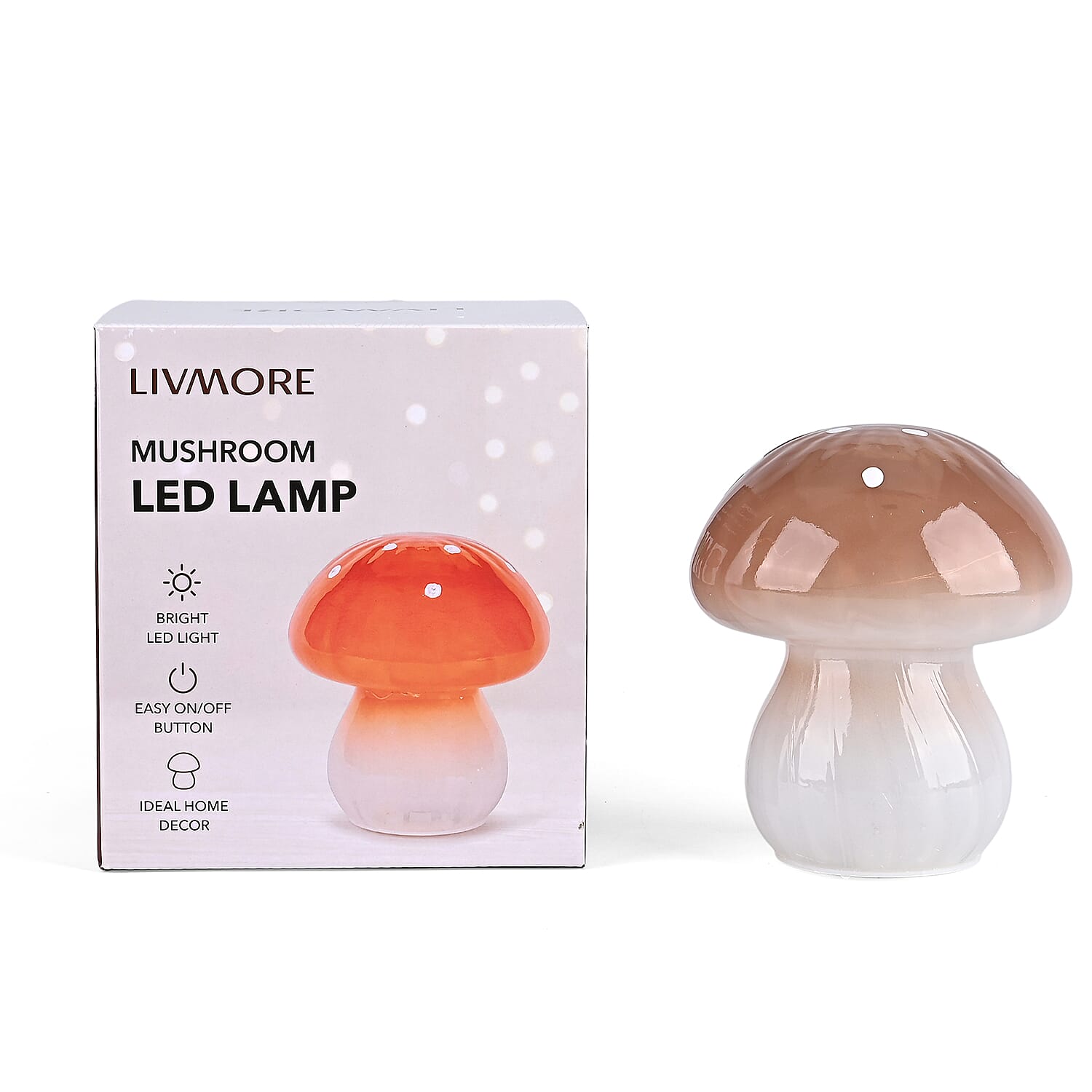 Livmore Glass Mushroom LED Lamp - Brown