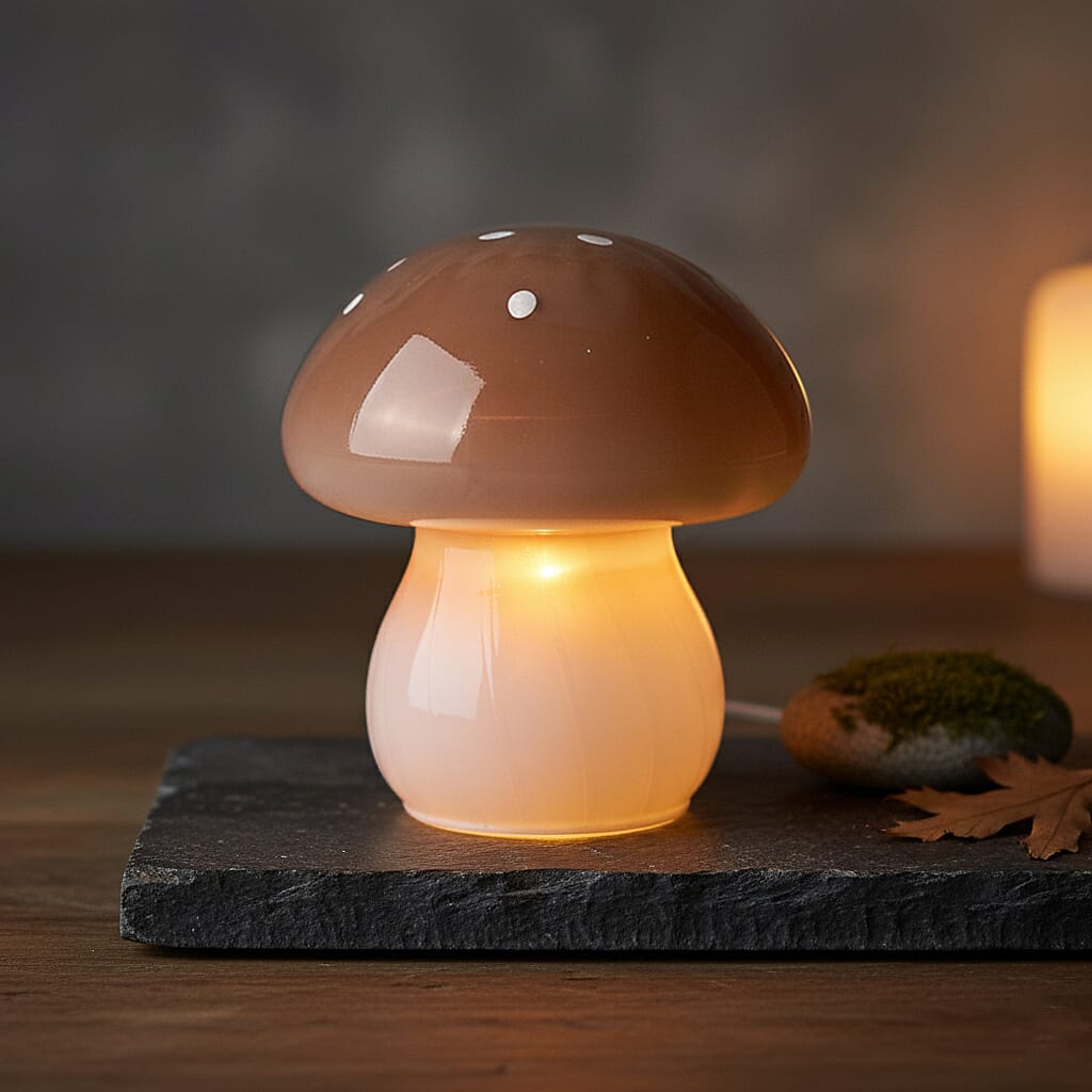 Livmore Glass Mushroom LED Lamp - Brown