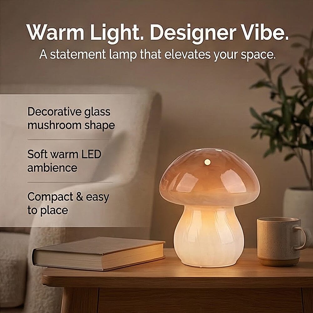 Livmore Glass Mushroom LED Lamp - Brown