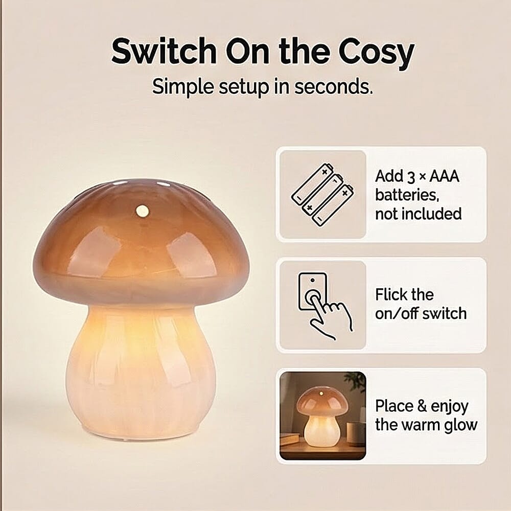 Livmore Glass Mushroom LED Lamp - Brown
