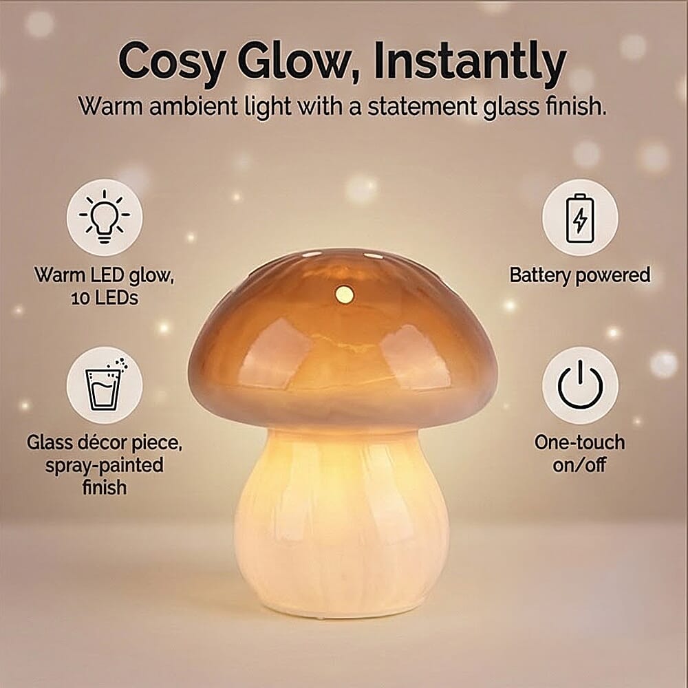 Livmore Glass Mushroom LED Lamp - Brown