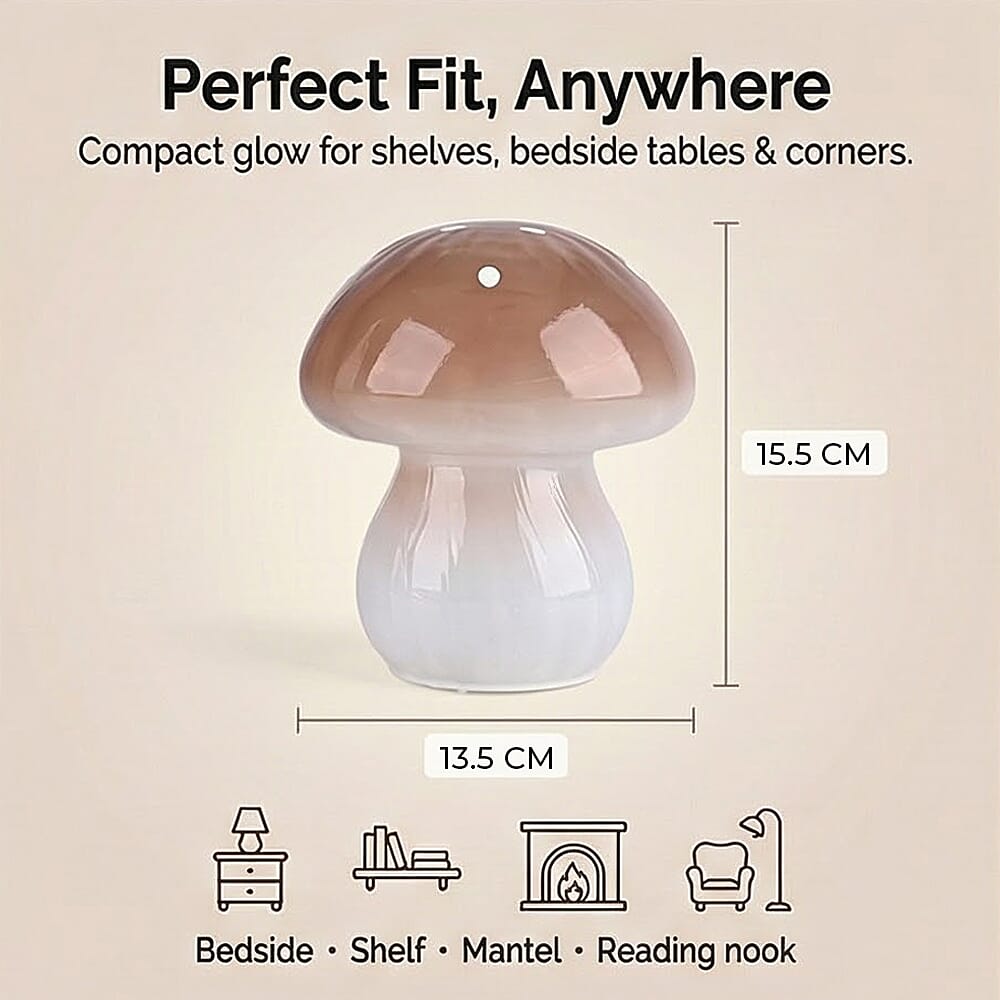 Livmore Glass Mushroom LED Lamp - Brown
