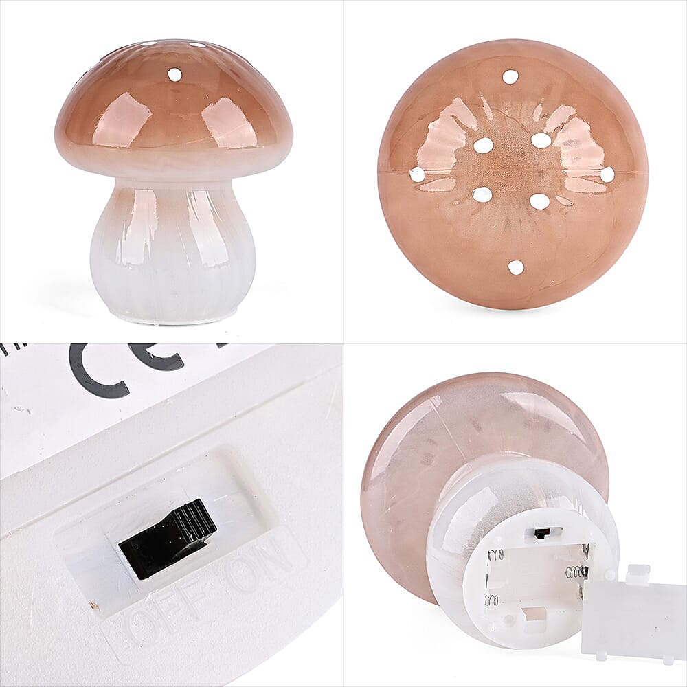 Livmore Glass Mushroom LED Lamp - Brown