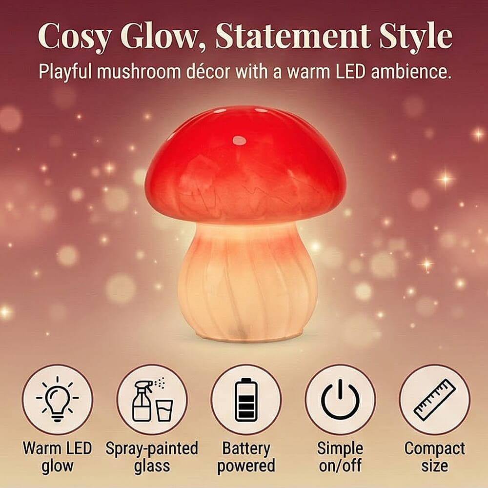 TREND OF THE YEAR - Livmore Glass Mushroom LED Lamp - Red