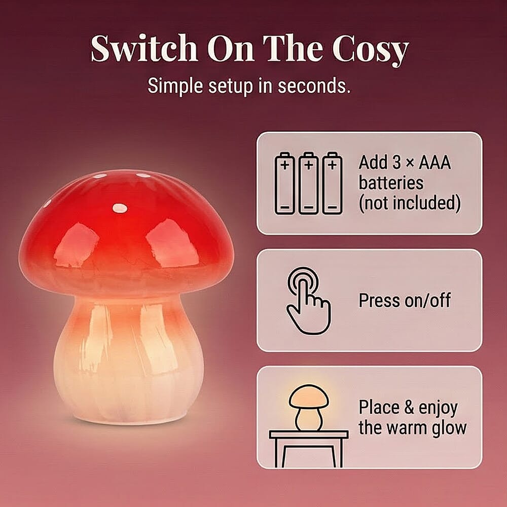 TREND OF THE YEAR - Livmore Glass Mushroom LED Lamp - Red