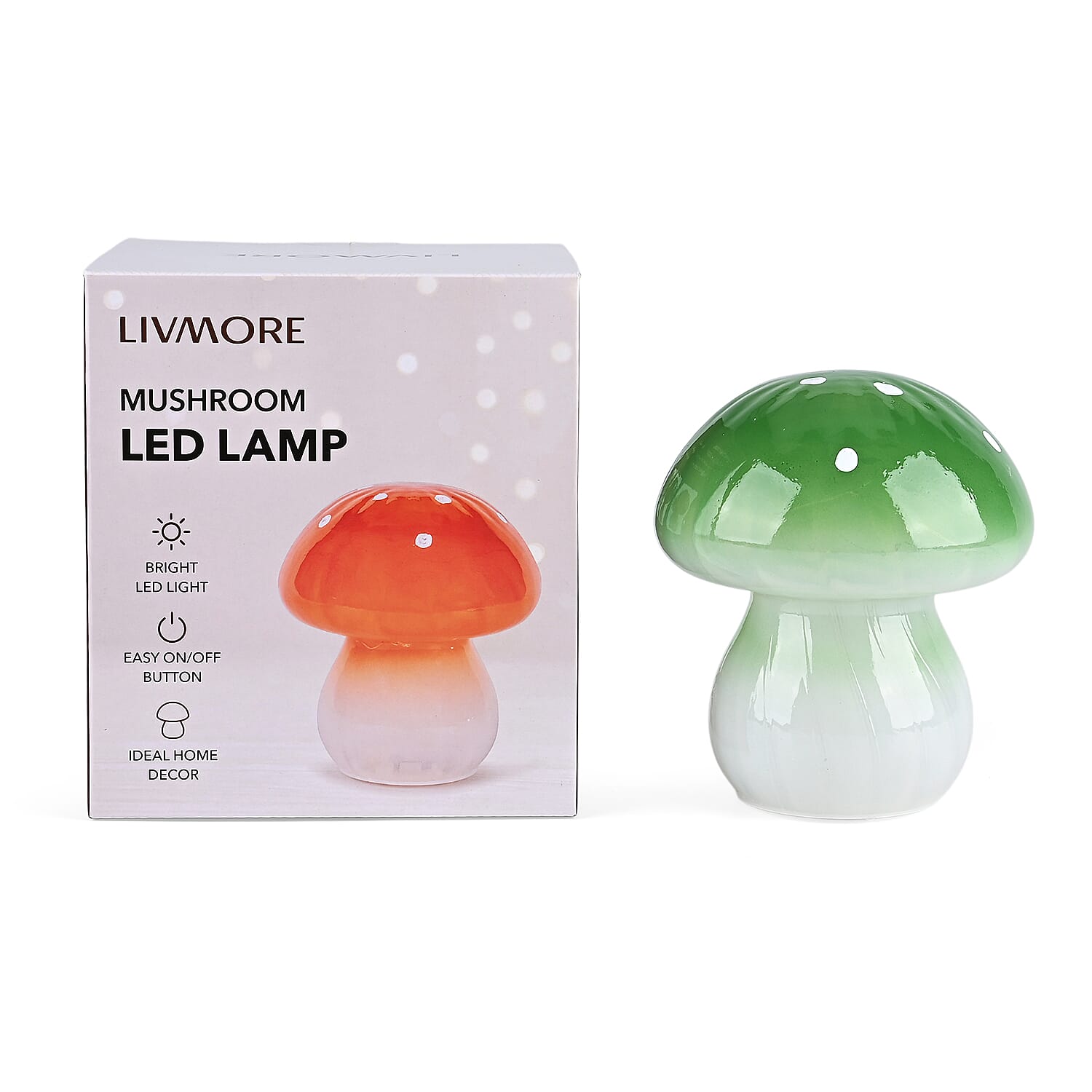Livmore Glass Mushroom LED Lamp - Green