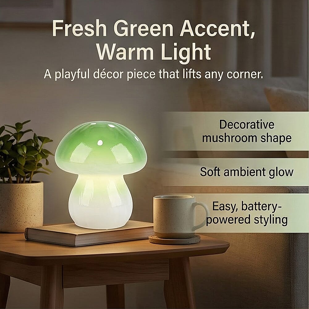 Livmore Glass Mushroom LED Lamp - Green