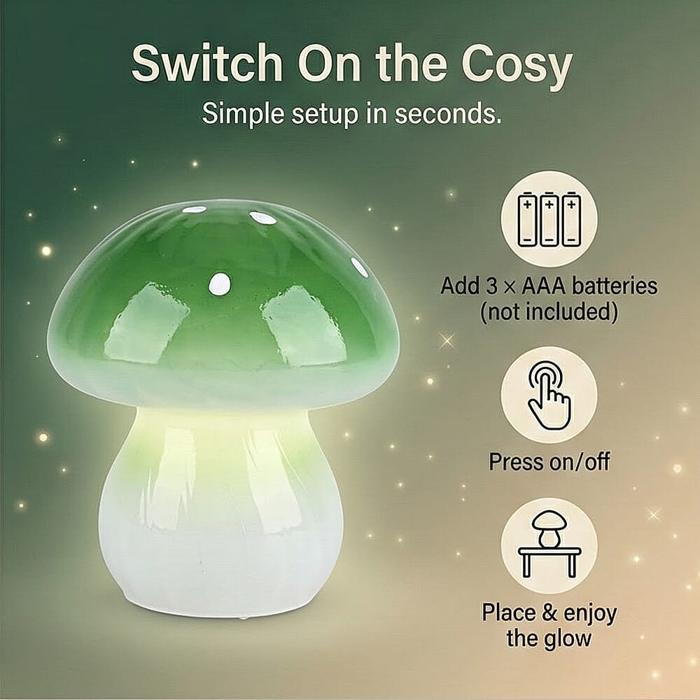 Livmore Glass Mushroom LED Lamp - Green