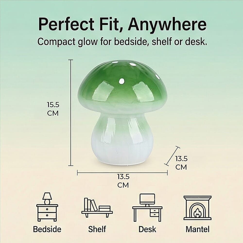 Livmore Glass Mushroom LED Lamp - Green
