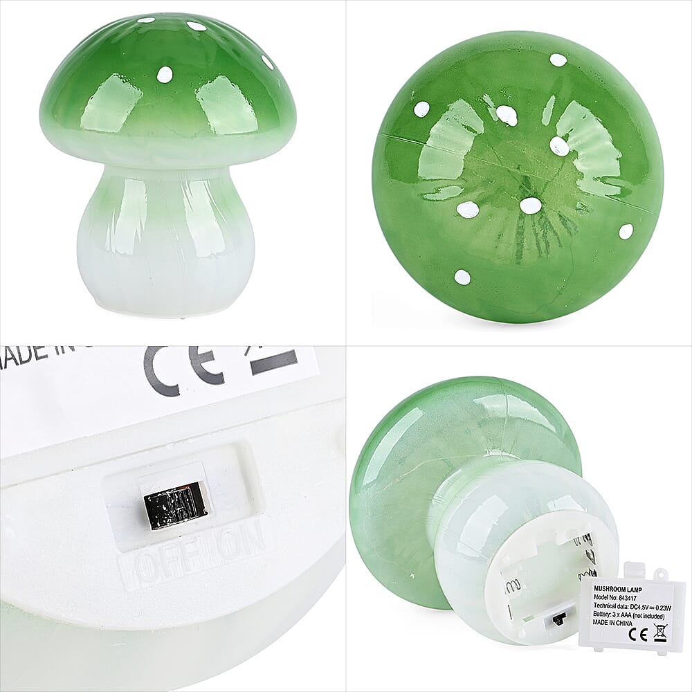 Livmore Glass Mushroom LED Lamp - Green