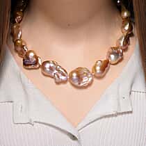 Rare Find Natural Multi Color Baroque Necklace (Size - 18-2 Ext) with Lobster Clasp in Yellow Gold Plated Sterling Silver