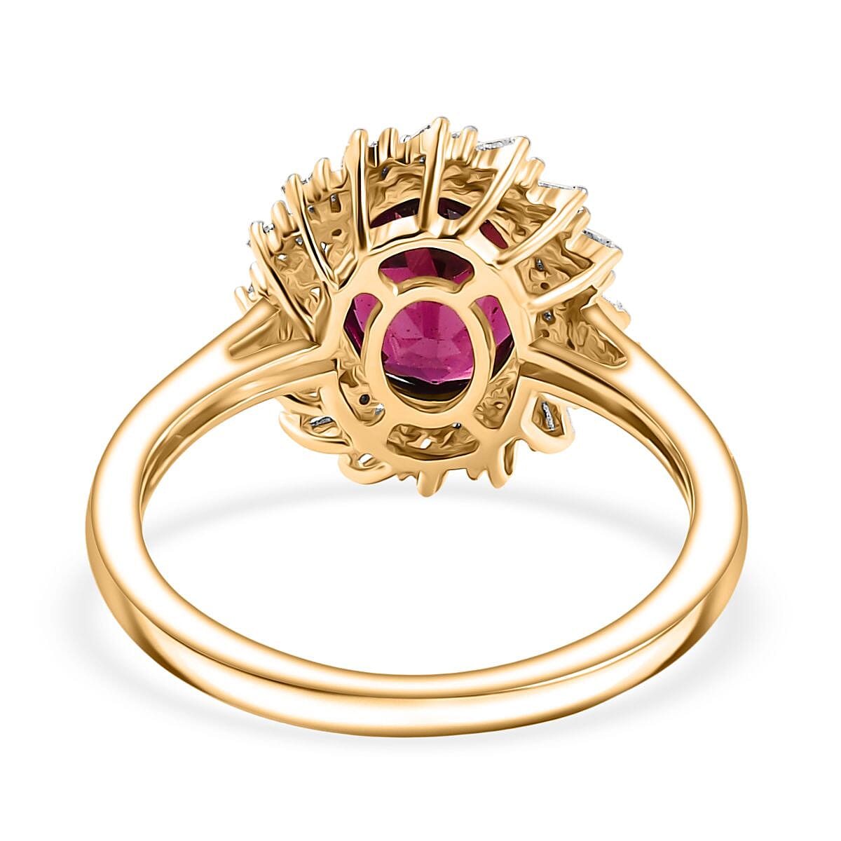 AAA Natural Radiant Ember Garnet , White Diamond Solitaire Ring in 9k Yellow Gold, Gold Wt. 2.41 Gms 2.40 Ct. AAA Natural Radiant Ember Garnet , White Diamond Solitaire Ring in 9k Yellow Gold, Gold Wt. 2.41 Gms 2.40 Ct.