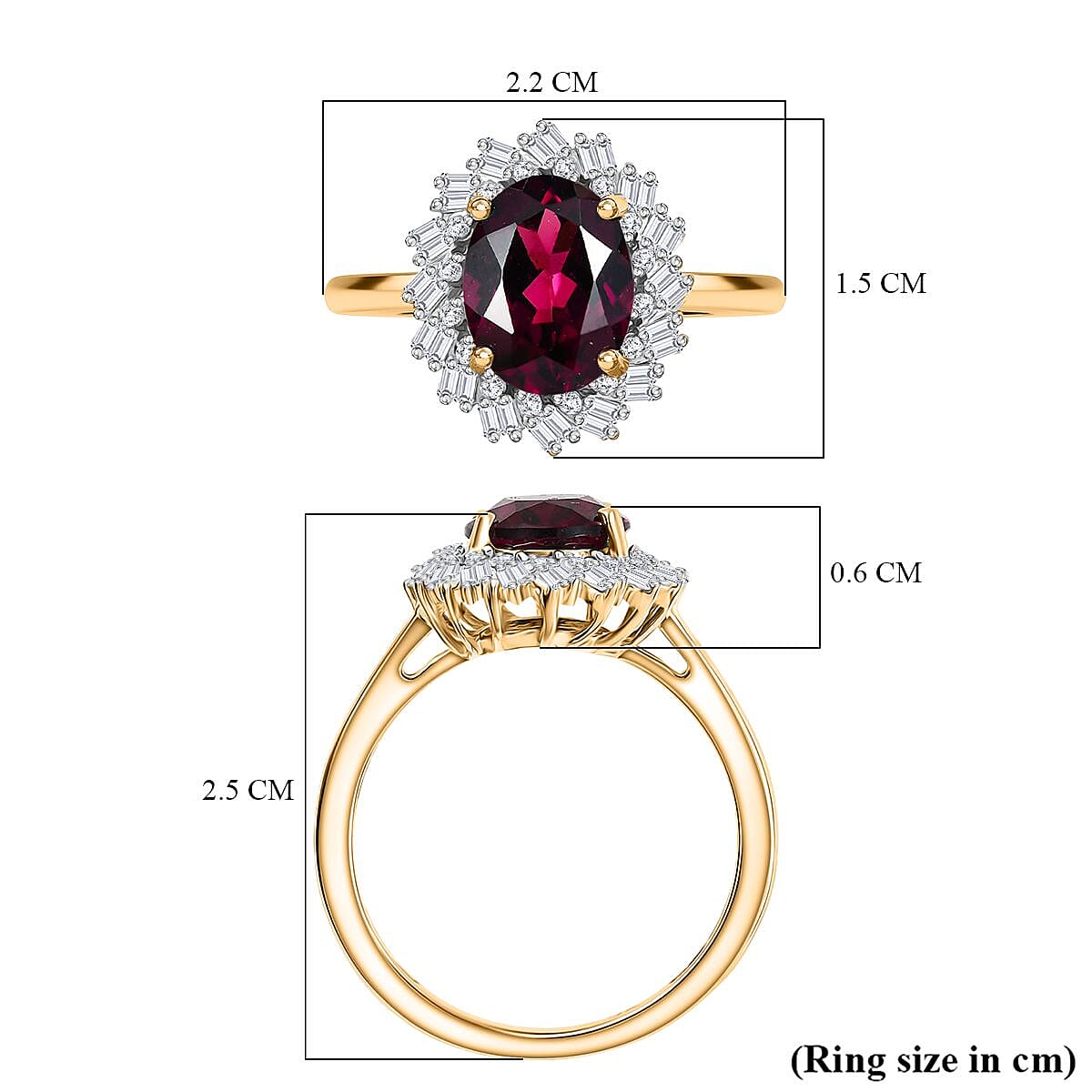 AAA Natural Radiant Ember Garnet , White Diamond Solitaire Ring in 9k Yellow Gold, Gold Wt. 2.41 Gms 2.40 Ct. AAA Natural Radiant Ember Garnet , White Diamond Solitaire Ring in 9k Yellow Gold, Gold Wt. 2.41 Gms 2.40 Ct.