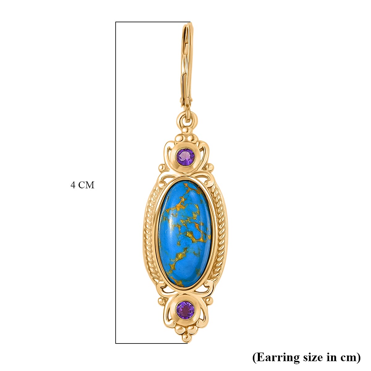 Tucson Find - Blue Turquoise & Amethyst India Atristry Earrings 8.18 Ct.