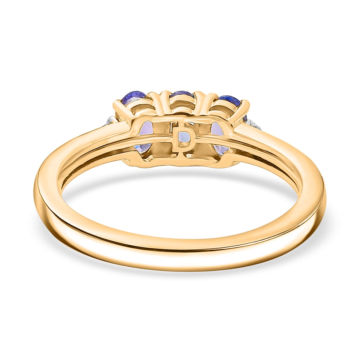Royal Bali Collection - D'Joy Tanzanite & Lab Grown Diamond Ring in 18K Vermeil Yellow Gold Plated Sterling Silver 0.70