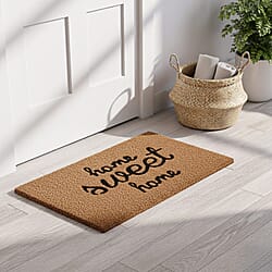 Home Sweet Home Vinyl-Backed Coir Tufted Printed Doormat (45x75cm) - Brown