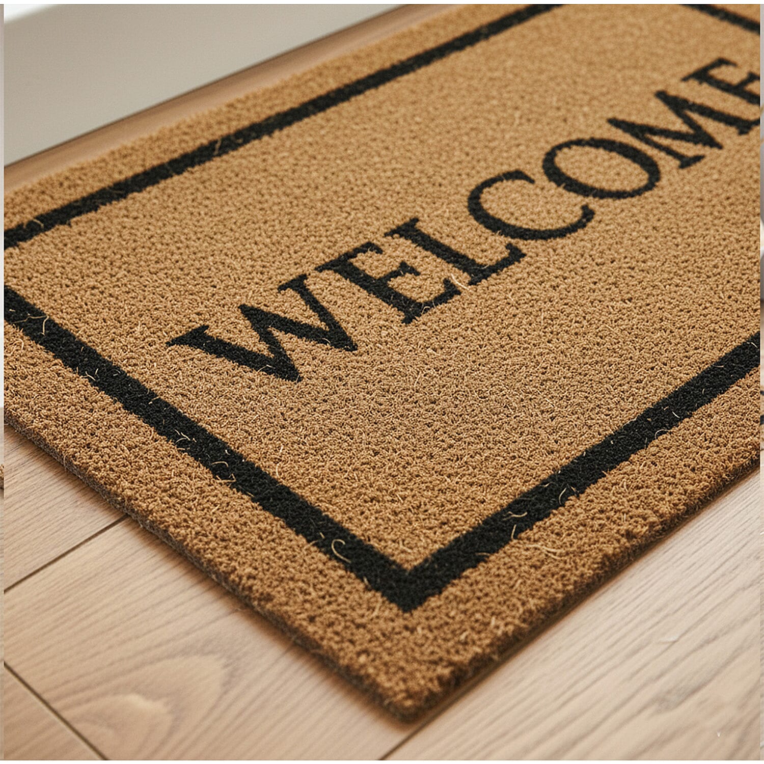 WELCOME Vinyl-Backed Coir Tufted Printed Doormat (45x75cm) - Brown