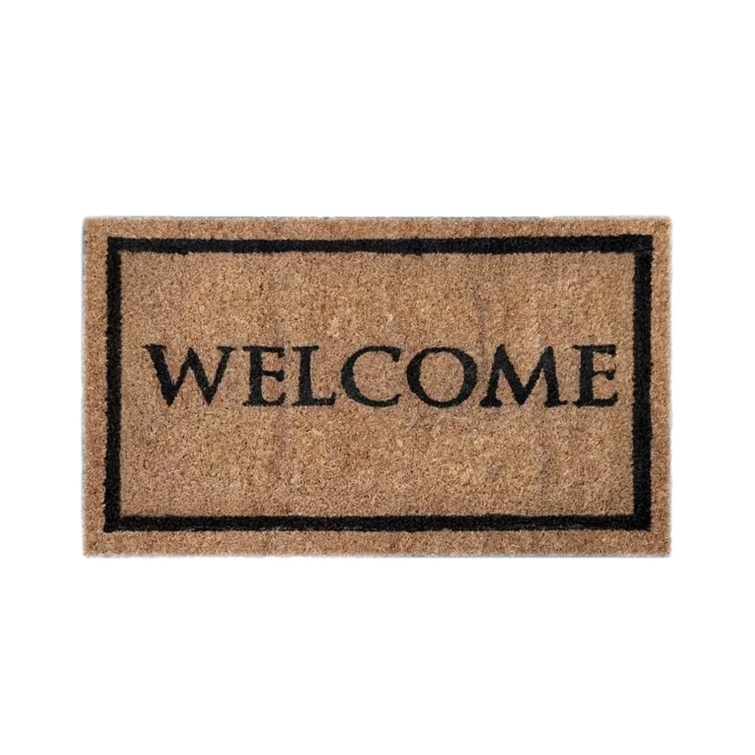 WELCOME Vinyl-Backed Coir Tufted Printed Doormat (45x75cm) - Brown