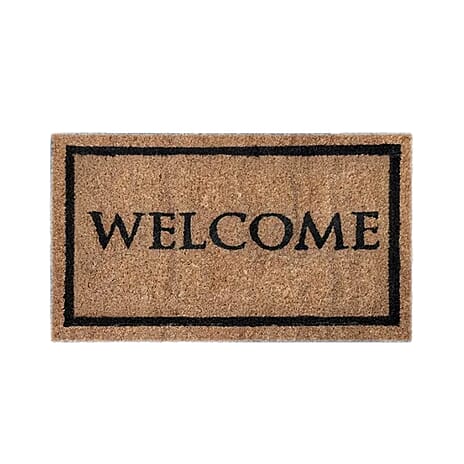 WELCOME Vinyl-Backed Coir Tufted Printed Doormat (45x75cm) - Brown