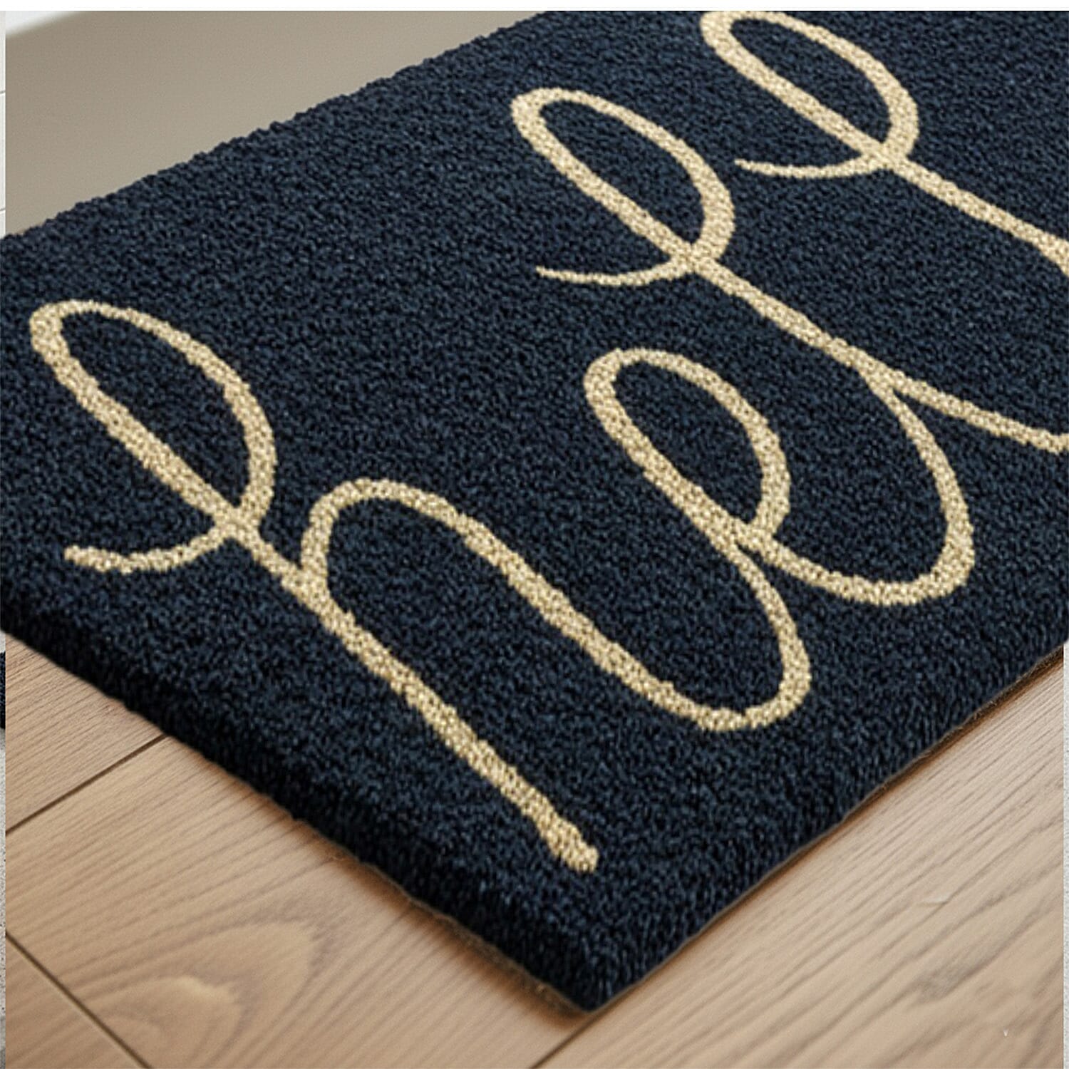 HELLO Vinyl-Backed Coir Tufted Printed Doormat (45x75cm) - Brown