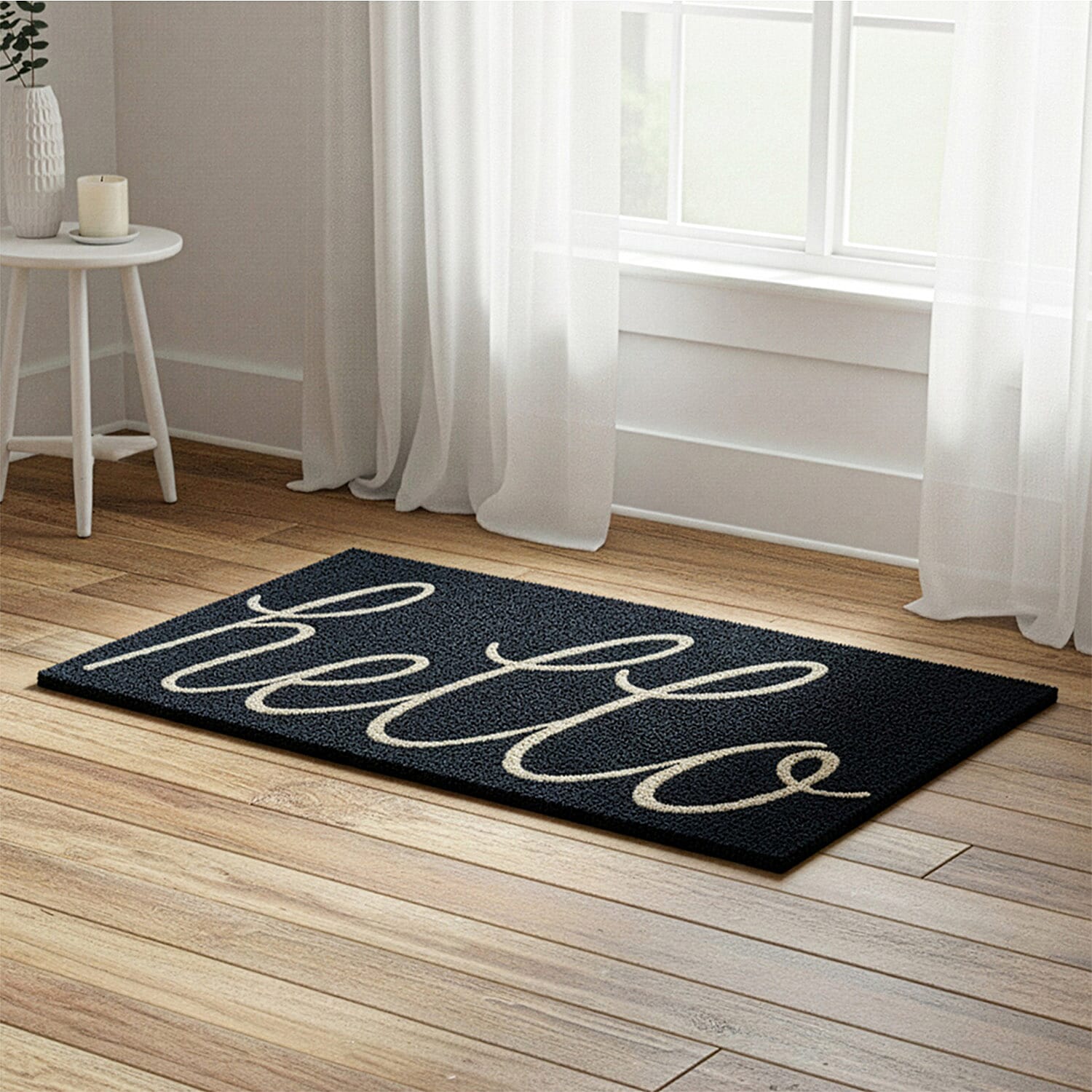 HELLO Vinyl-Backed Coir Tufted Printed Doormat (45x75cm) - Brown