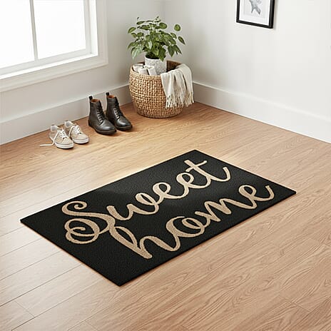 IW Special Vinyl Rug and Door Mat (Size 75x1 cm) - Black