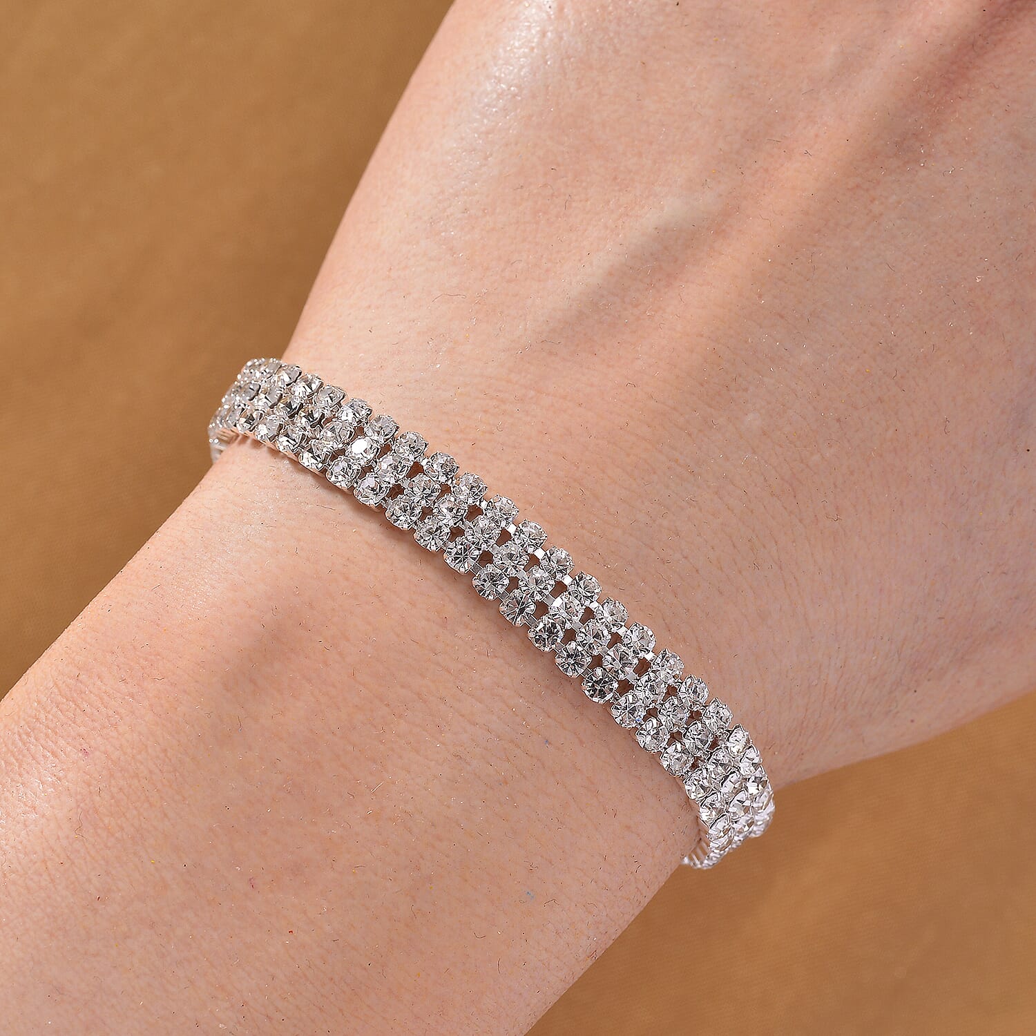 Austrian White Crystal Bracelet (Size - 7.5)