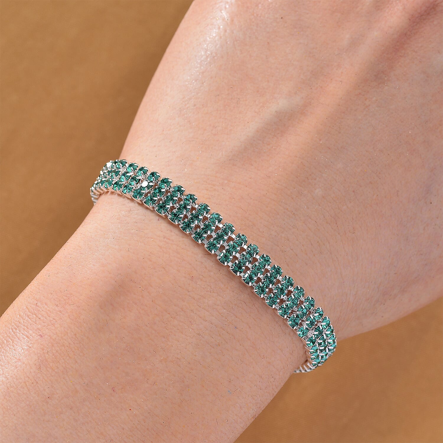 Austrian Green Crystal Bracelet (Size - 7.5)