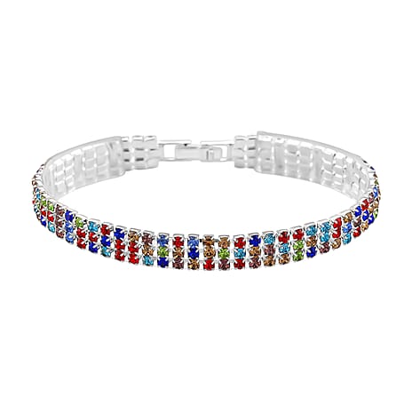 Austrian Multi Color Crystal Bracelet (Size - 7.5)