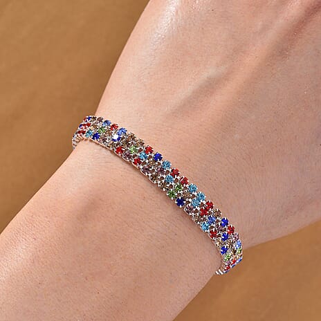 Austrian Multi Color Crystal Bracelet (Size - 7.5)