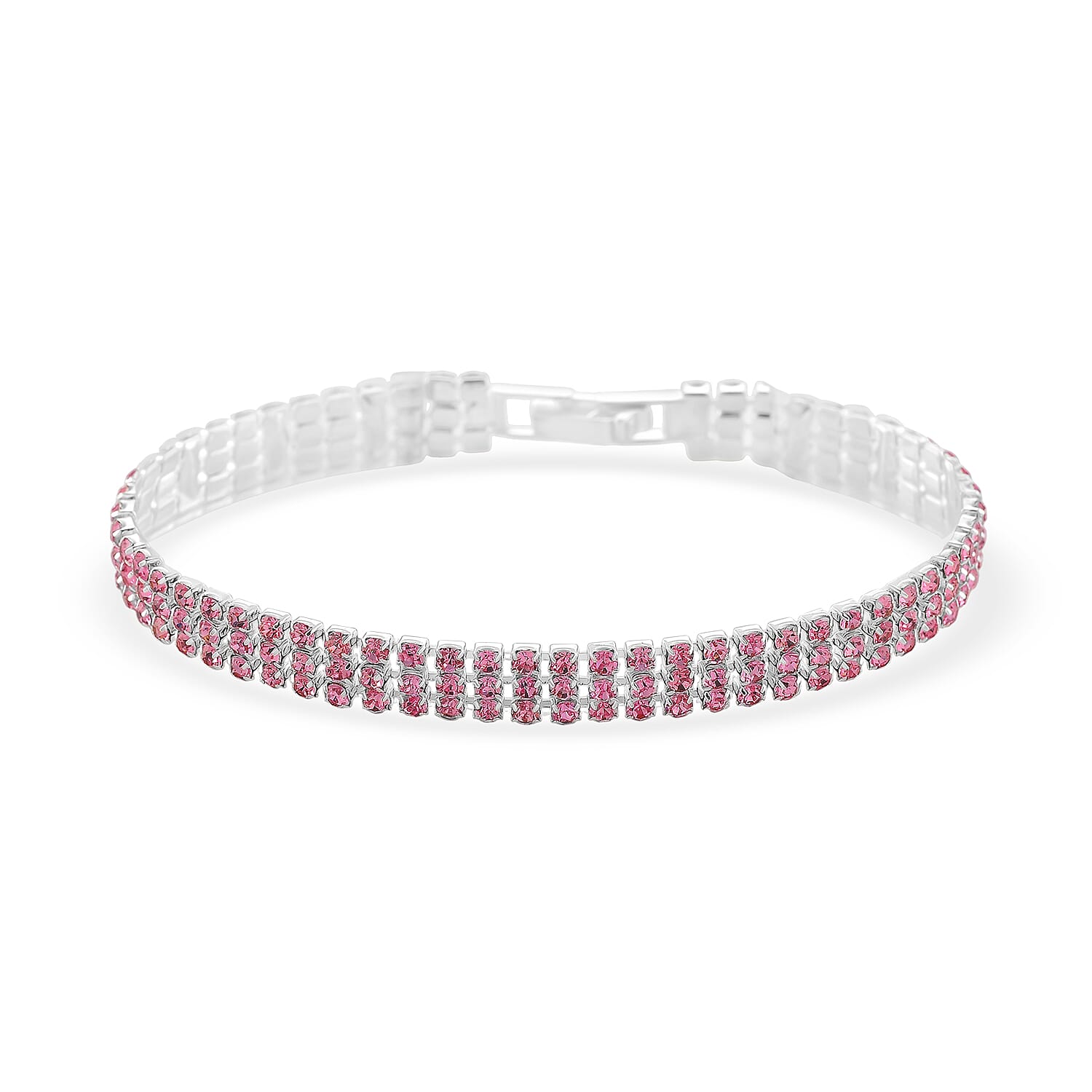 Austrian Pink Crystal Bracelet (Size - 7.5)