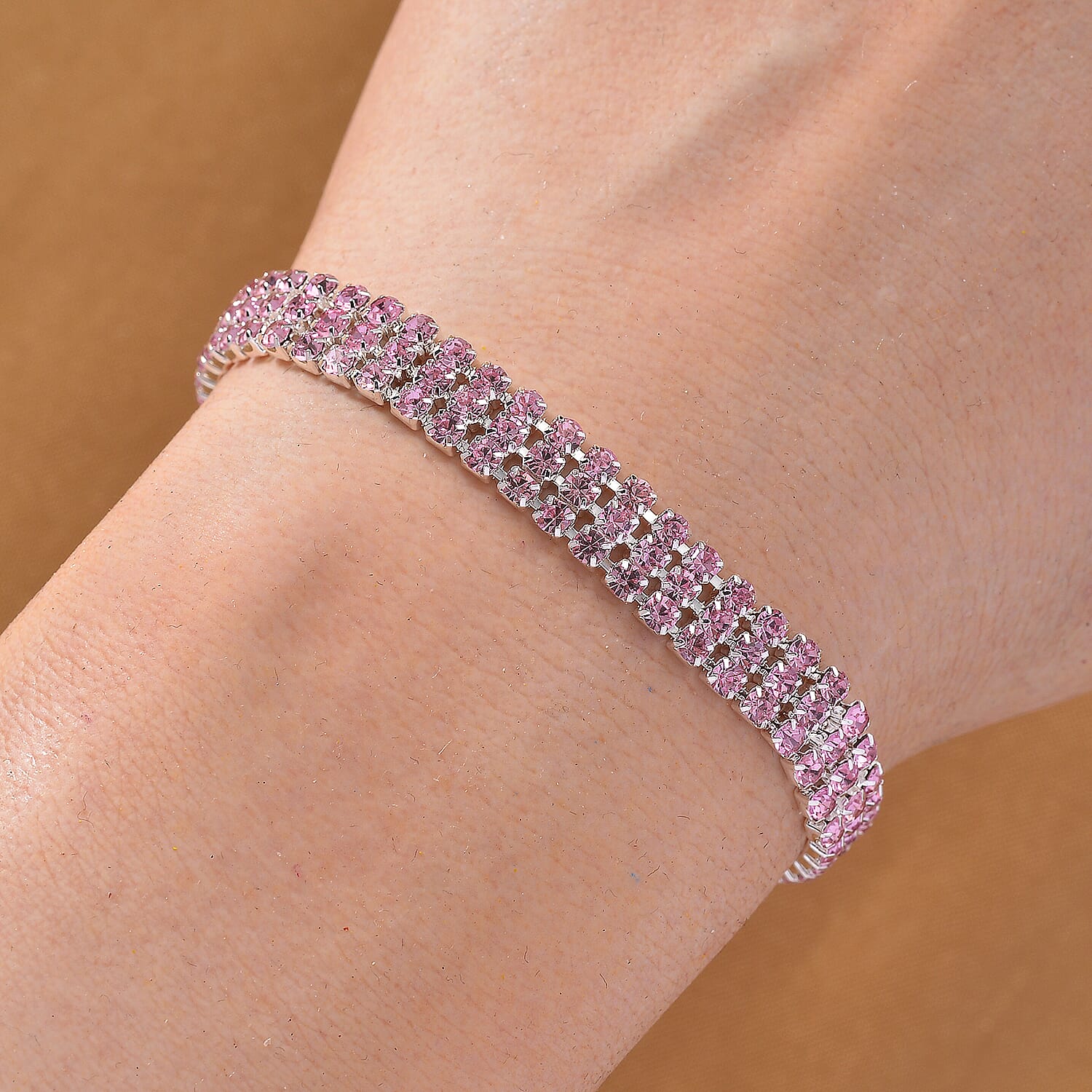 Austrian Pink Crystal Bracelet (Size - 7.5)