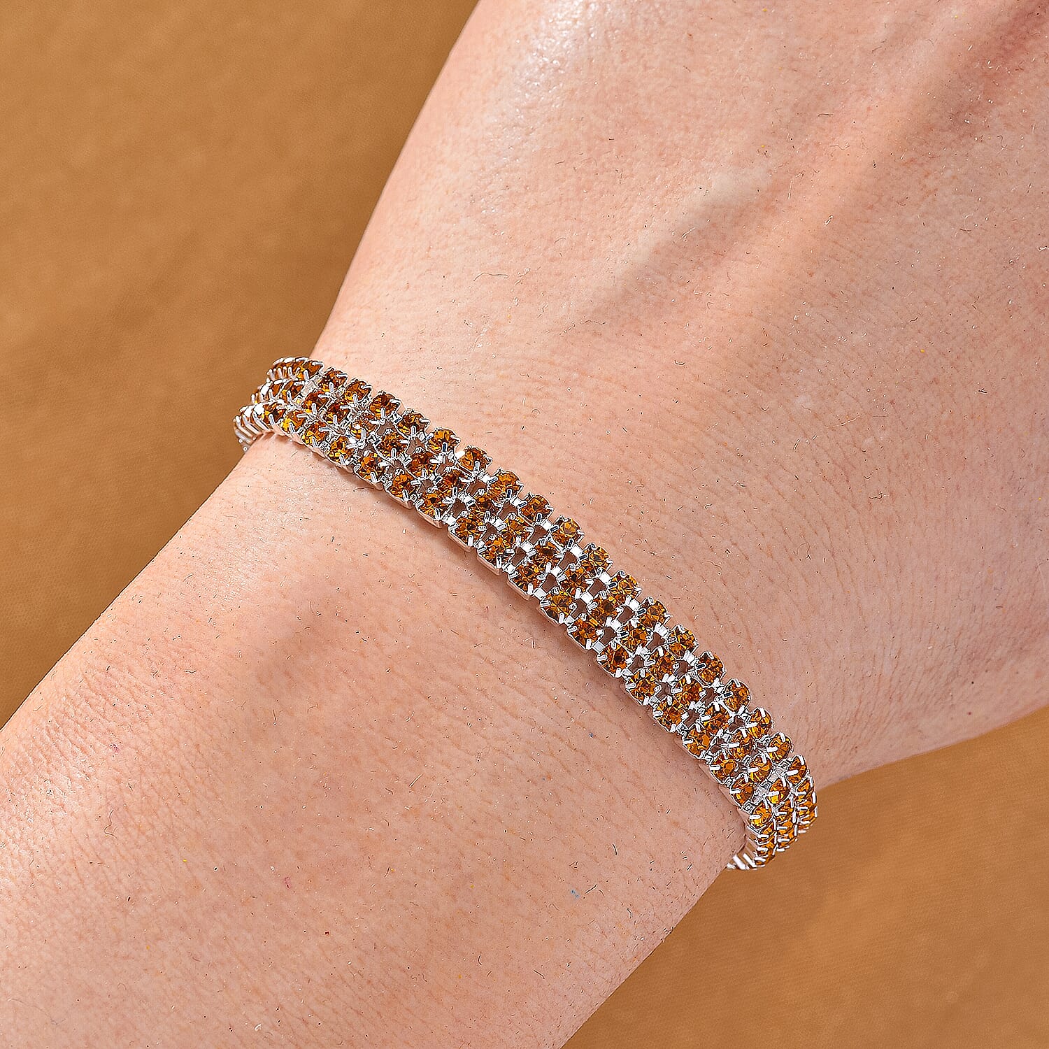 Austrian Yellow Crystal Bracelet (Size - 7.5)