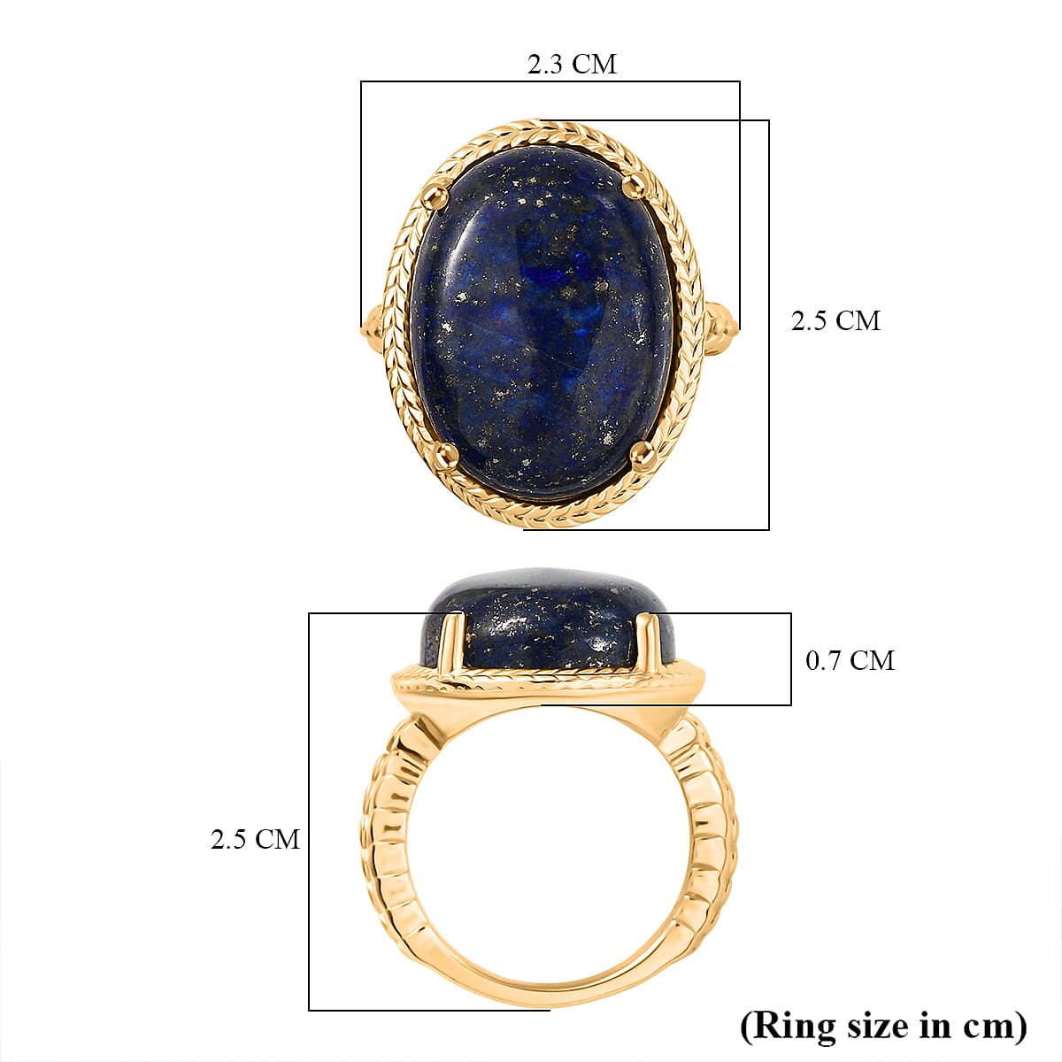 Natural Lapis Lazuli Solitaire Ring 16.99 Ct.